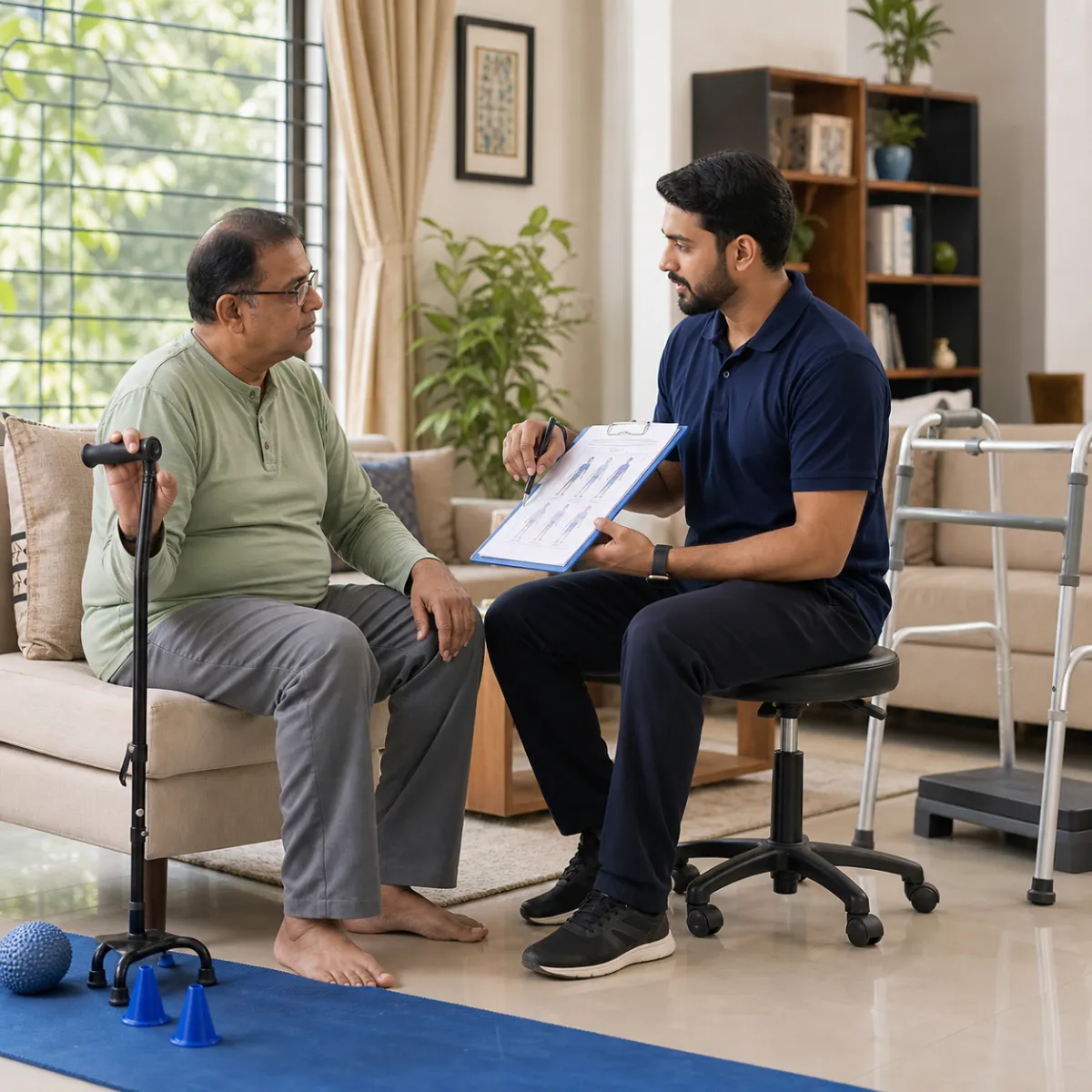 Physiotherapist completing a Stroke Rehabilitation assessment in Achhipur