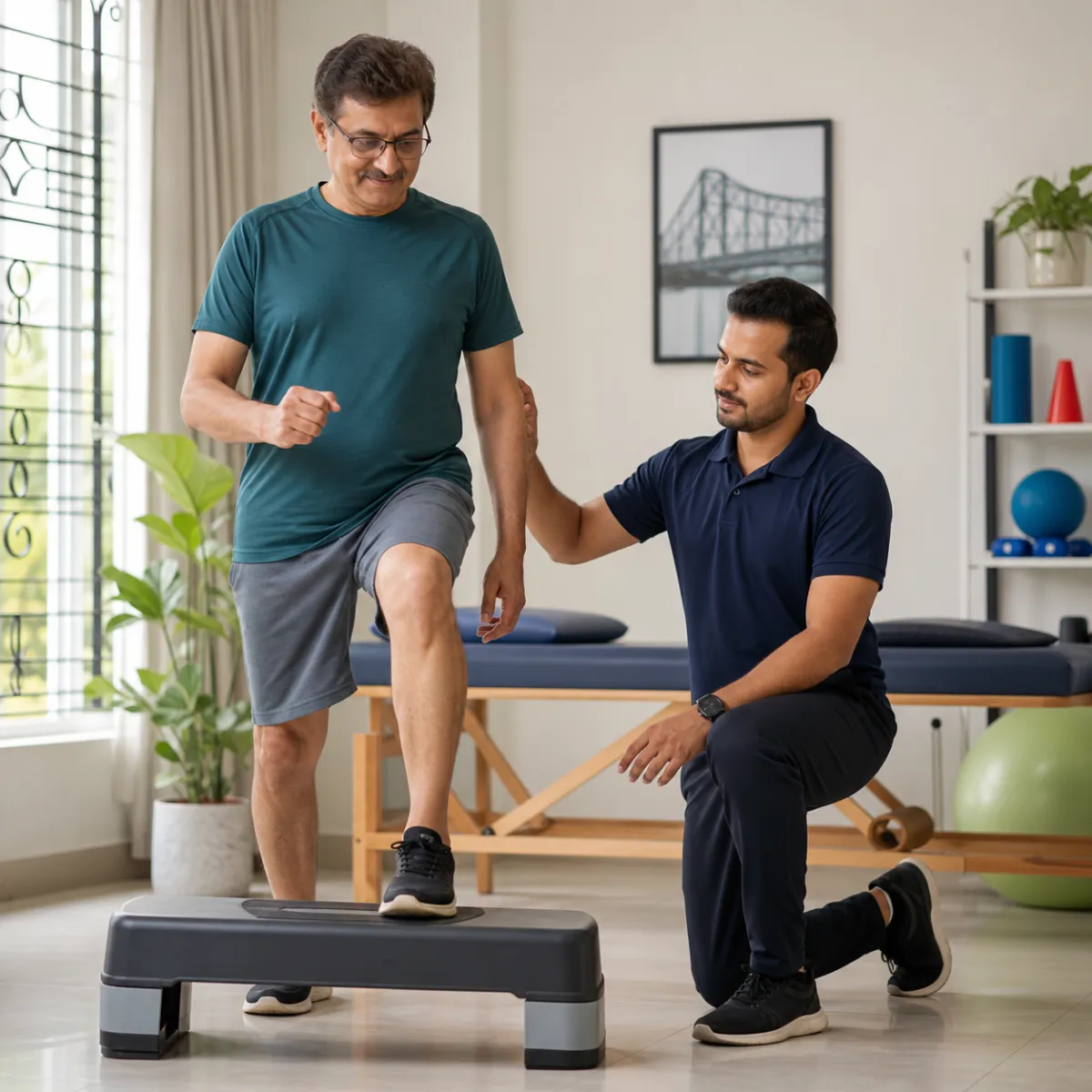 Patient participating in a goal-focused Tendinitis and Bursitis Treatment session with a physiotherapist in Kamdevpur