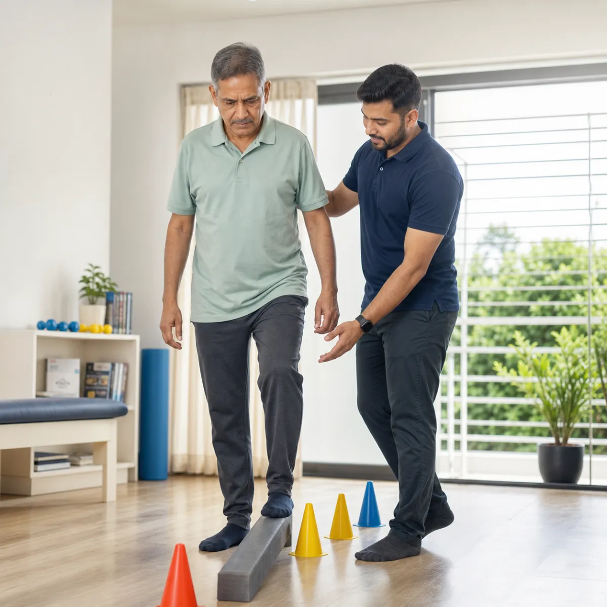 Physiotherapist assessing symptoms and functional limitations relevant to Vestibular Rehabilitation in Bidhan Nagar
