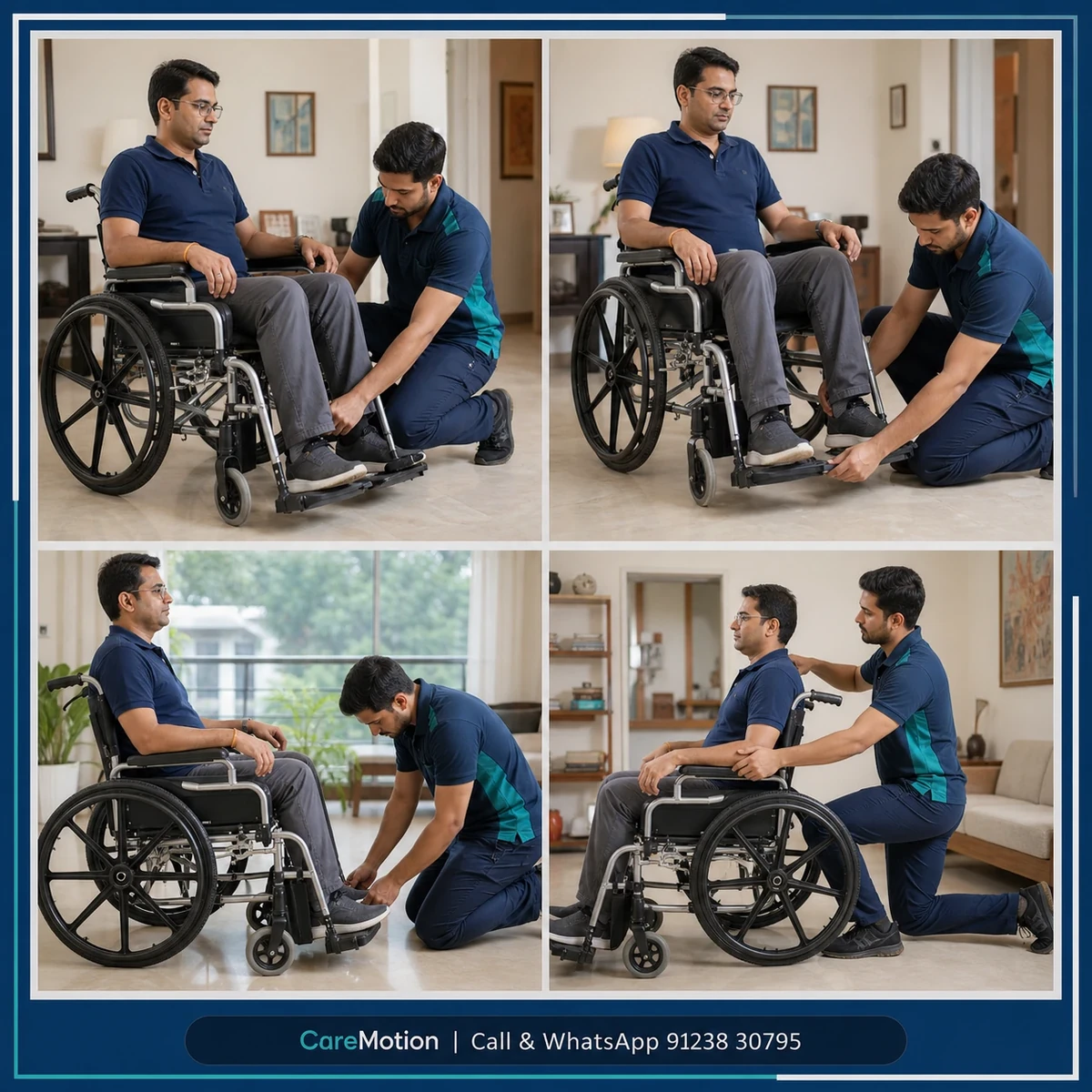 Physiotherapist guiding a structured Wheelchair Assessment and Training session in Sethbagan