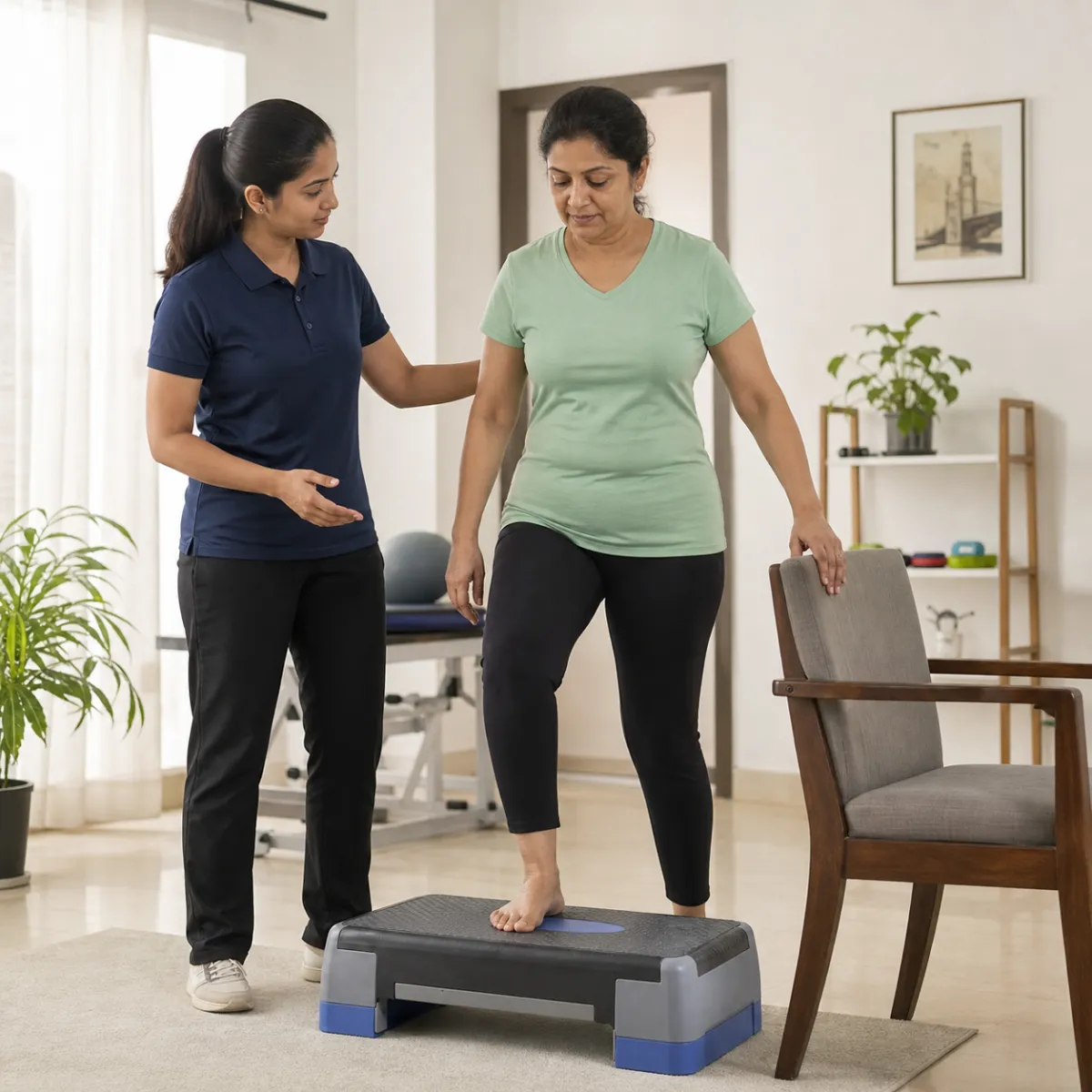 Patient participating in a goal-focused Women's Health Physiotherapy session with a physiotherapist in Bidhan Nagar Sai Complex